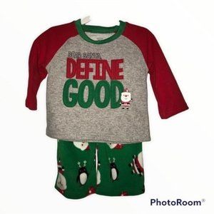 NWT BOYS 12 MONTHS 2 PC Dear SANTA Define Good CHRISTMAS PAJAMAS Fleece